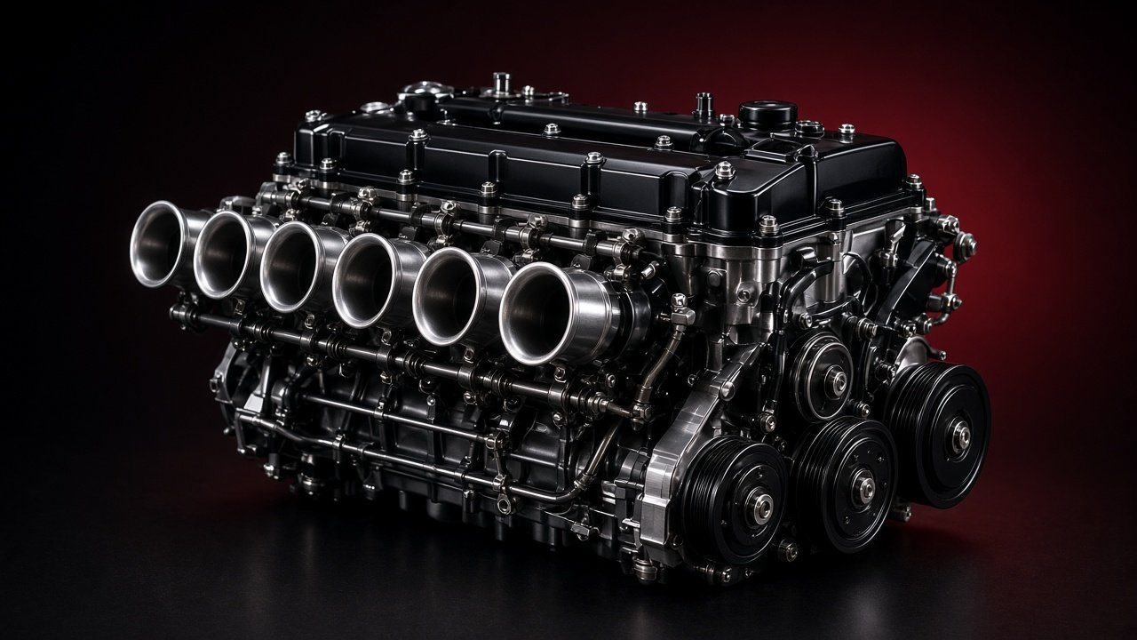Used BMW straight-six diesel engine, three-quarter view